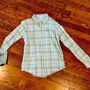 Southern tide light green and blue plaid button down size Med 8-10
